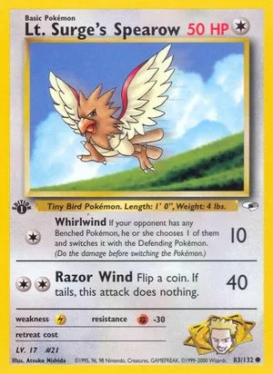 Lt. Surge's Spearow [1st Edition], English Pokemon card