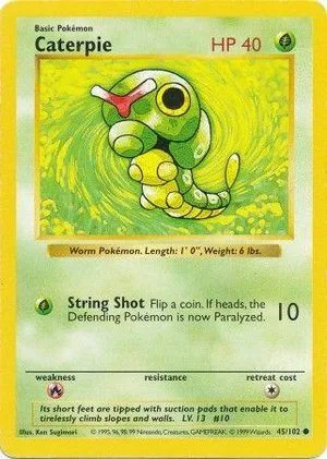 Caterpie [Shadowless], English Pokemon card