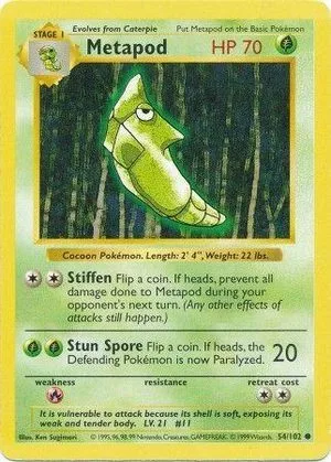 Metapod [Shadowless], English Pokemon card