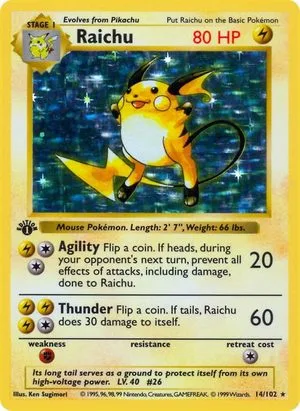 Raichu [1st Edition], English Pokemon card