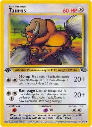 Tauros [1st Edition], English Pokemon card