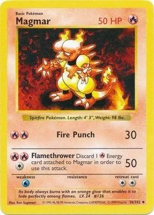 Magmar [Shadowless], English Pokemon card