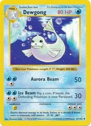 Dewgong [Shadowless], English Pokemon card