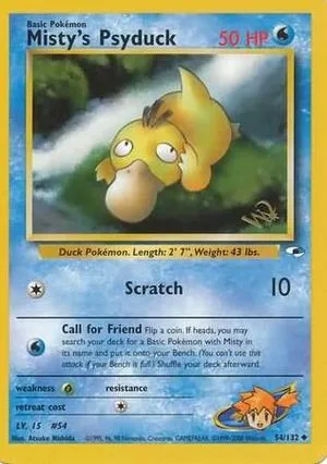 Misty's Psyduck [W Stamp], English Pokemon card