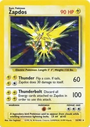 Zapdos, English Pokemon card