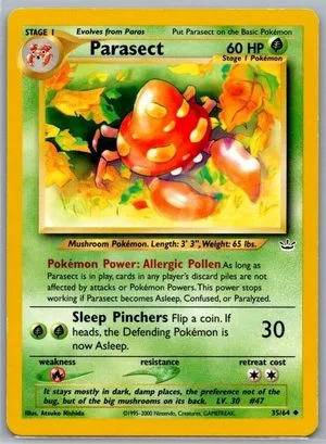 Parasect, English Pokemon card
