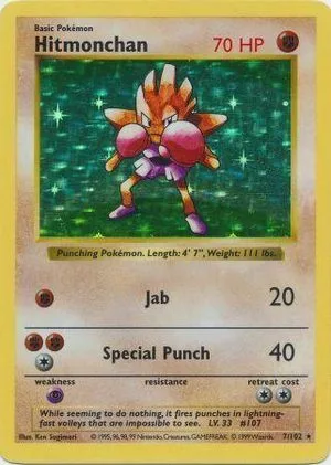 Hitmonchan [Shadowless], English Pokemon card