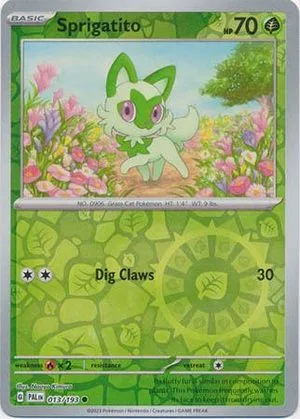 Sprigatito [Reverse Holo], English Pokemon card