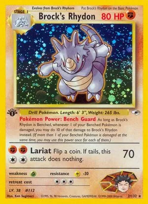 Brock's Rhydon [1st Edition], English Pokemon card