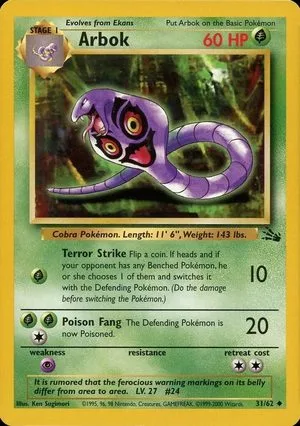 Arbok [1999-2000], English Pokemon card