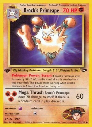 Brock's Primeape [1st Edition], English Pokemon card