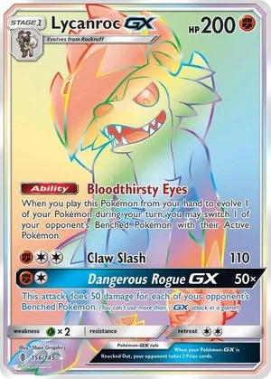 Lycanroc GX, English Pokemon card