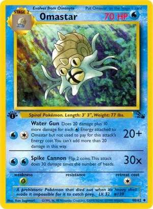 Omastar [1st Edition], English Pokemon card