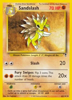 Sandslash, English Pokemon card