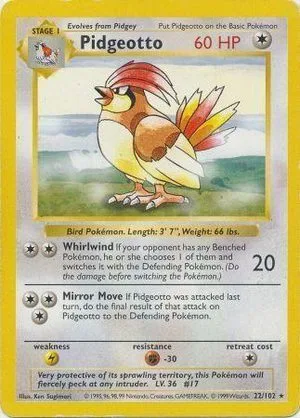 Pidgeotto [Shadowless], English Pokemon card