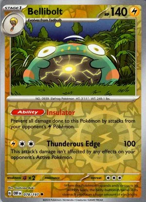 Bellibolt [Reverse Holo], English Pokemon card