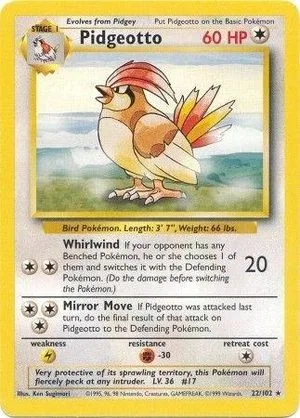 Pidgeotto, English Pokemon card