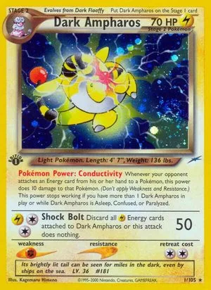 Dark Ampharos [1st Edition], English Pokemon card