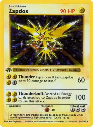 Zapdos [1st Edition], English Pokemon card