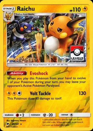 Raichu [1st Place League], English Pokemon card