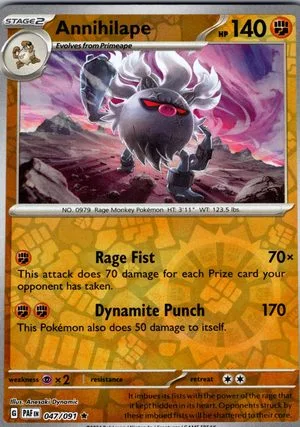 Annihilape [Reverse Holo], English Pokemon card