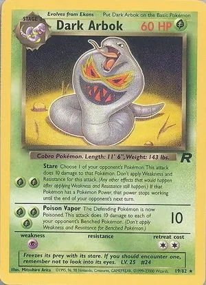 Dark Arbok, English Pokemon card