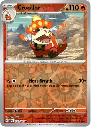 Crocalor [Reverse Holo], English Pokemon card
