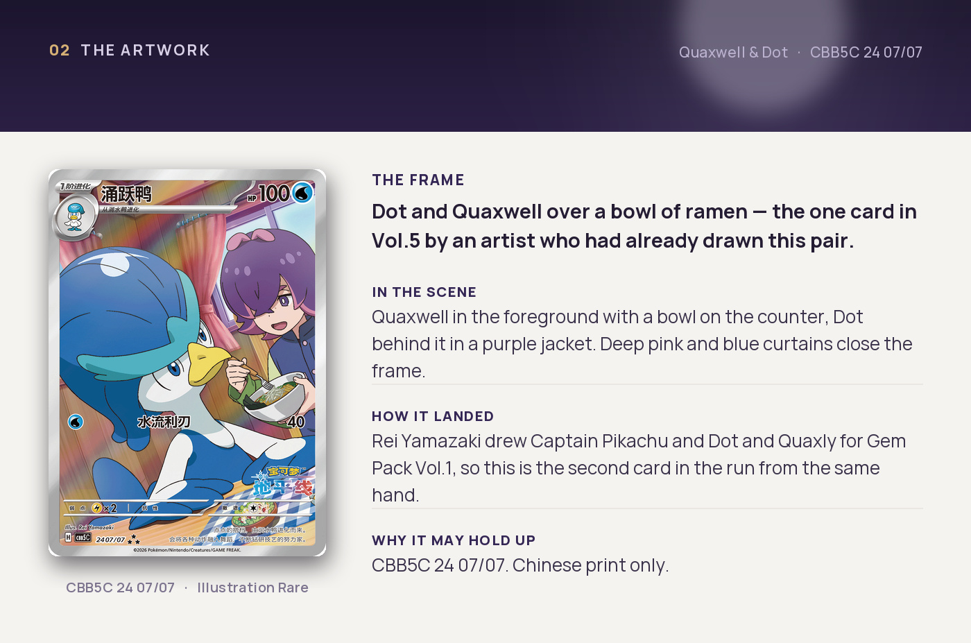 Quaxwell & Dot — artwork breakdown for CBB5C 24 07/07 (Gem Pack Vol.5). Artist Rei Yamazaki.