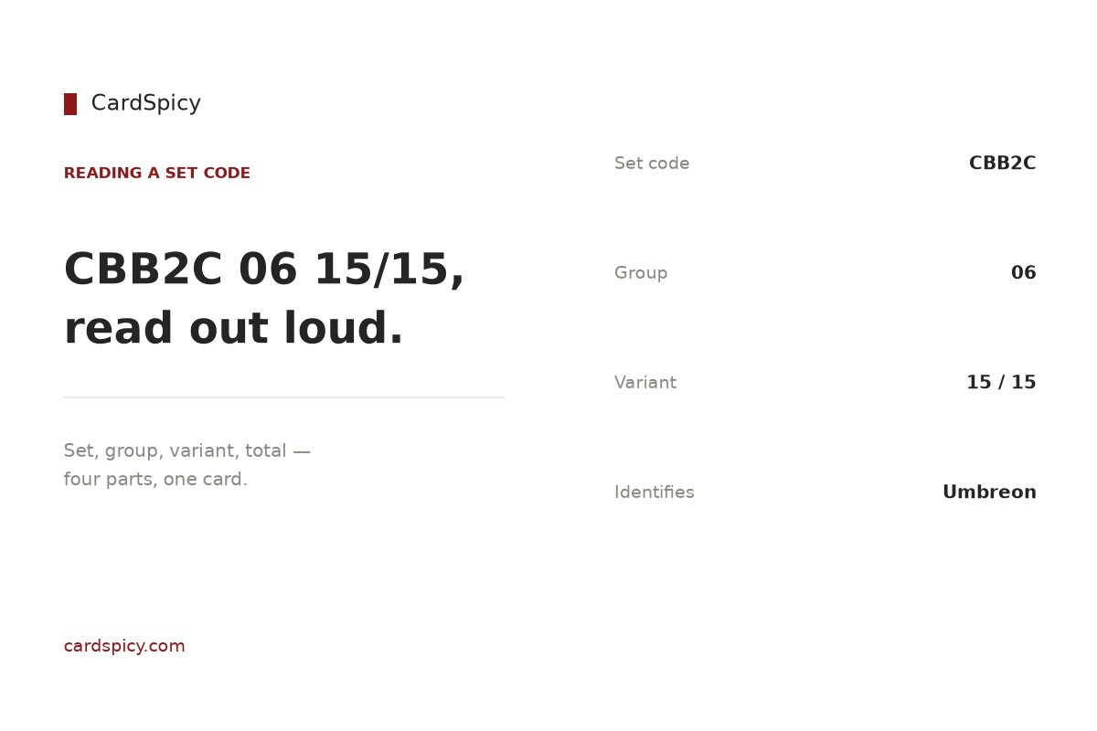How to read a Simplified Chinese Pokemon set code - CBB2C 06 15-15 decoded into set, group, variant and total