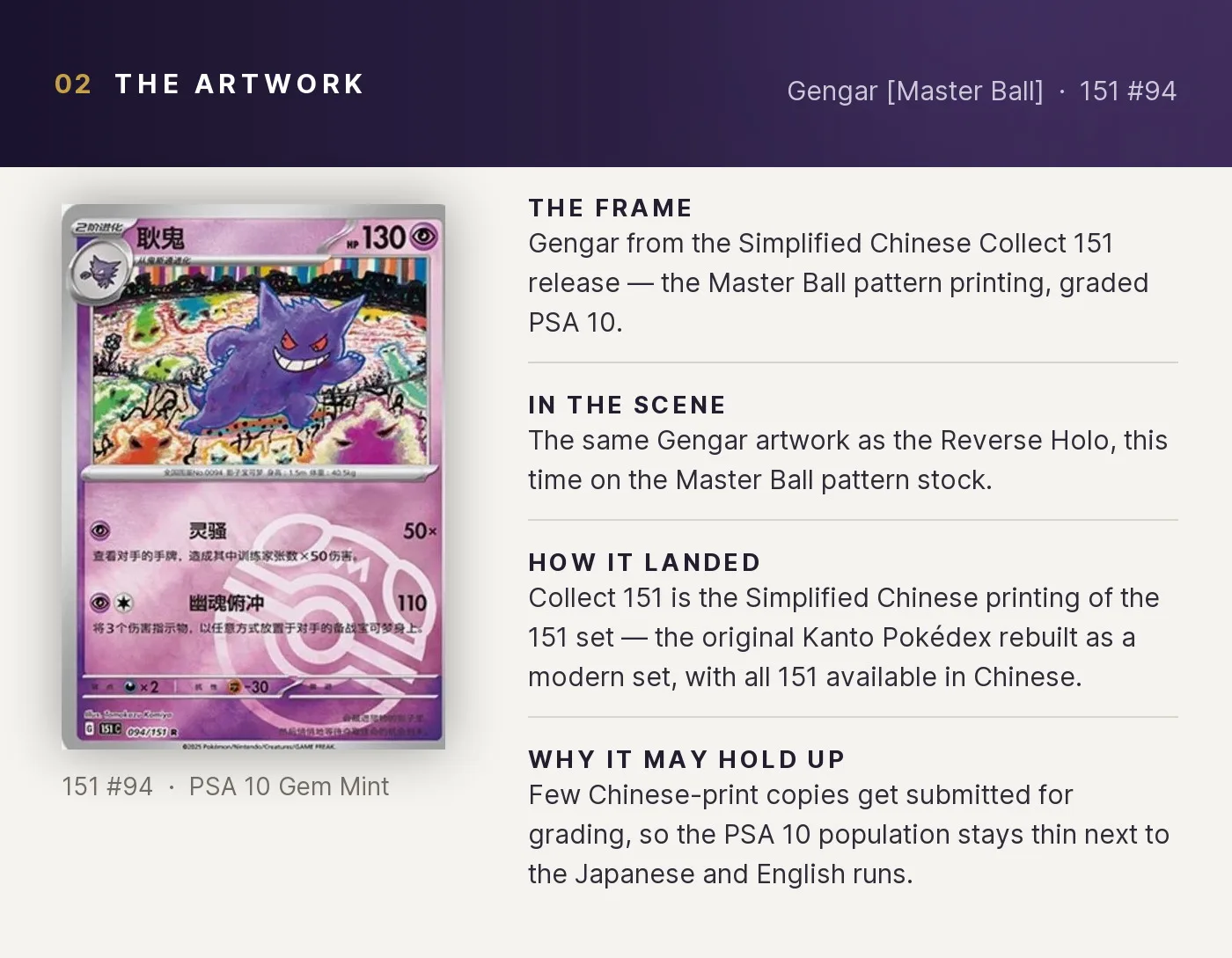 Gengar [Master Ball] — artwork breakdown for 151 #94 (Collect 151).