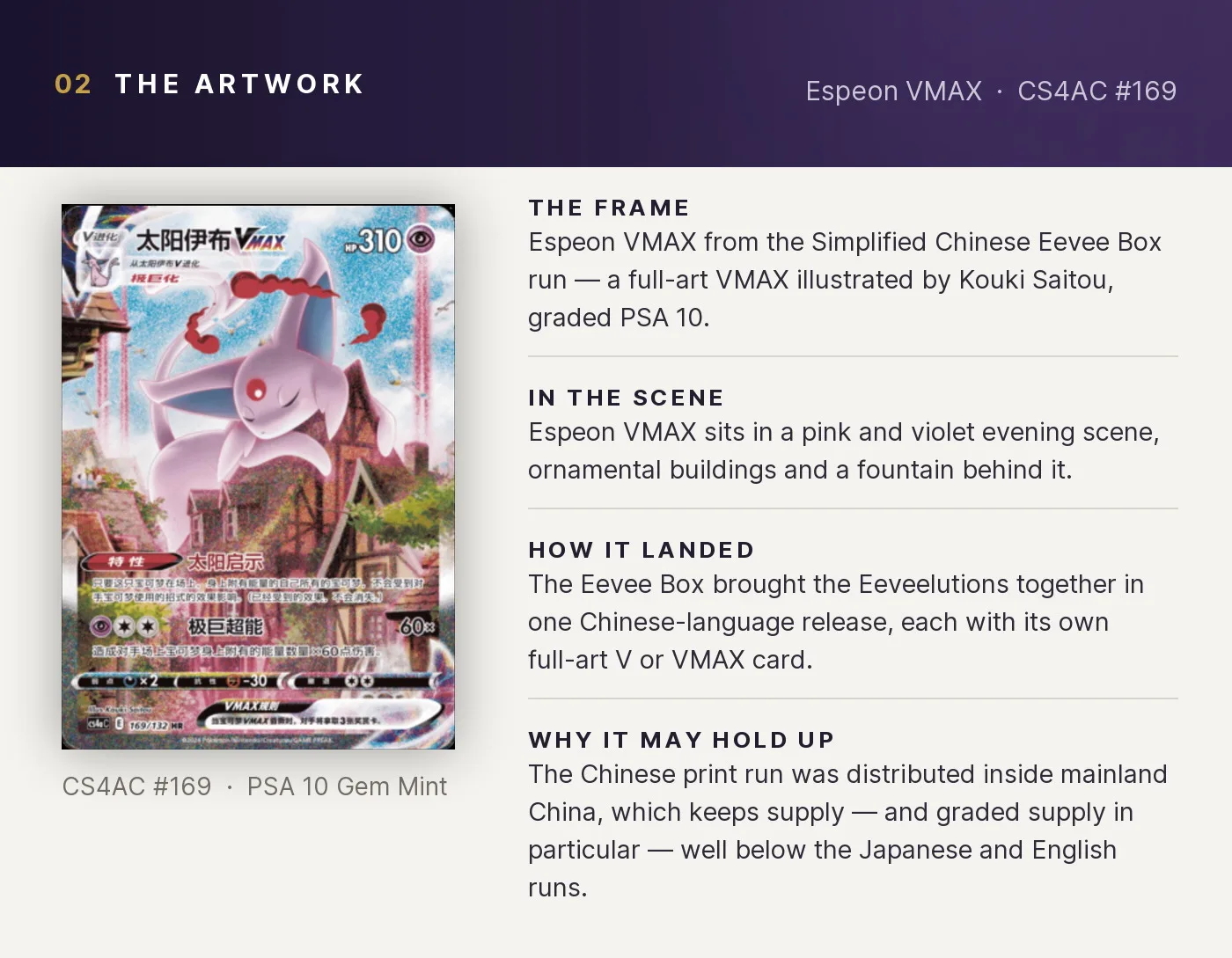 Espeon VMAX — artwork breakdown for CS4AC #169 (CS4AC Eevee Box).