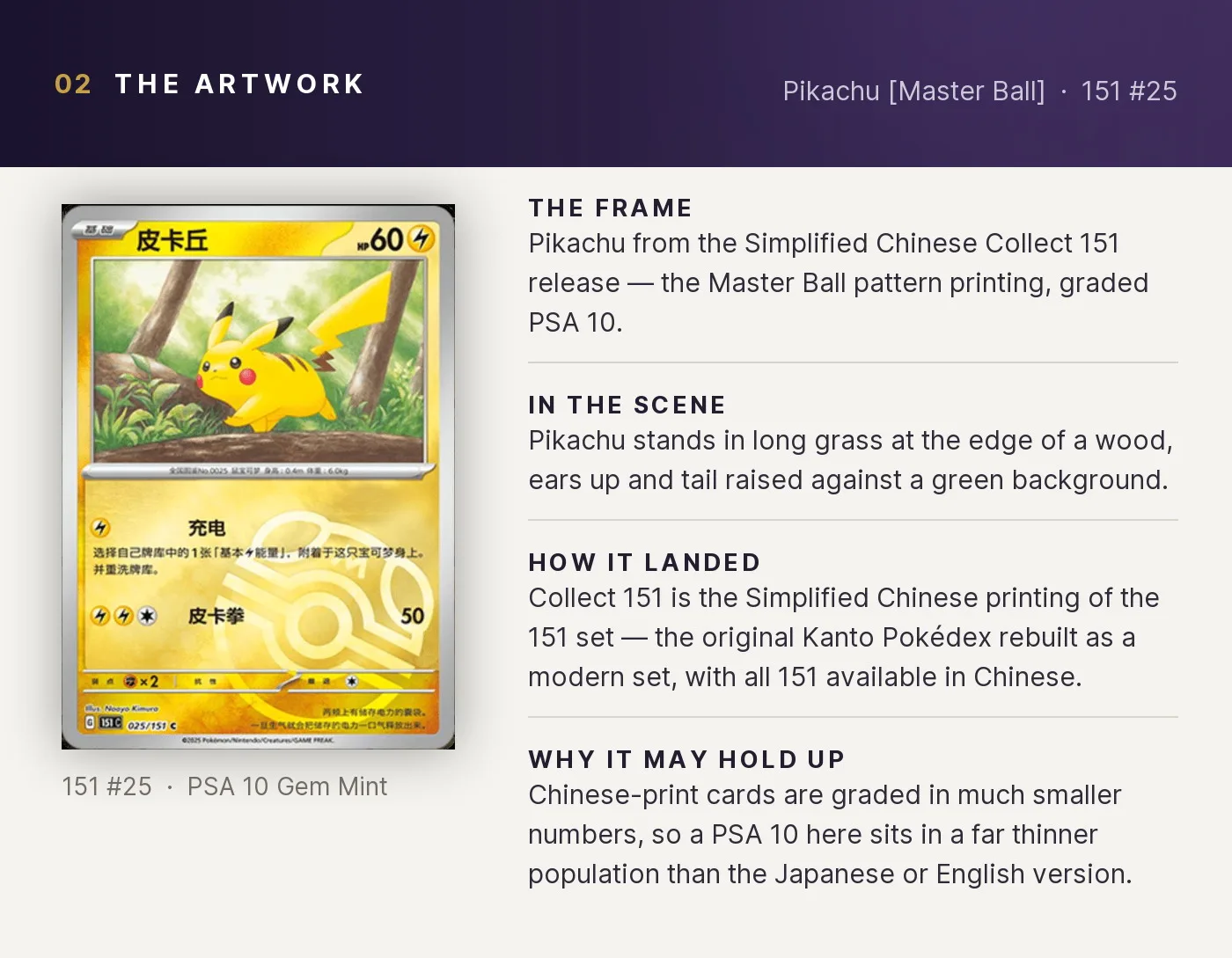 Pikachu [Master Ball] — artwork breakdown for 151 #25 (Collect 151).