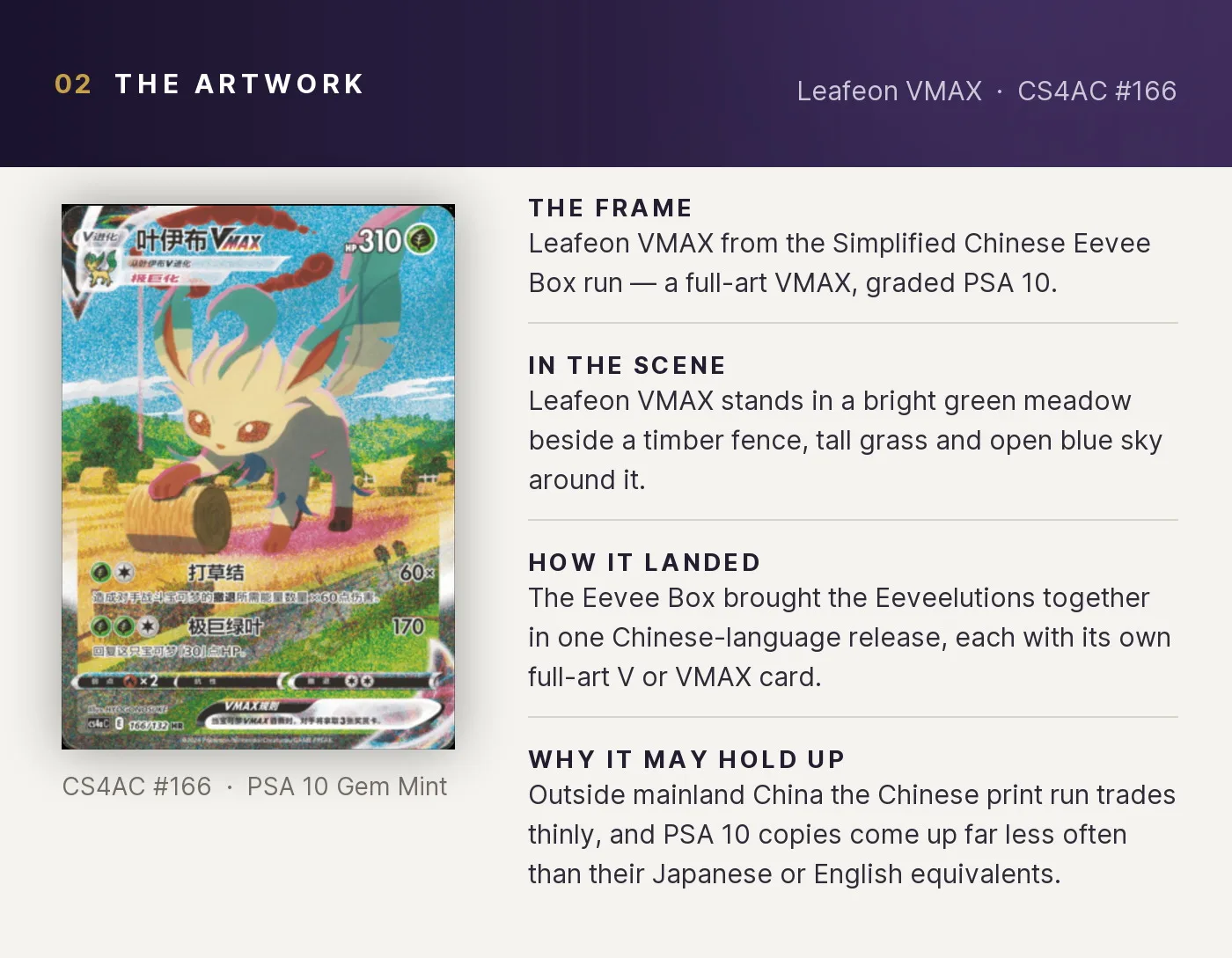 Leafeon VMAX — artwork breakdown for CS4AC #166 (CS4AC Eevee Box).