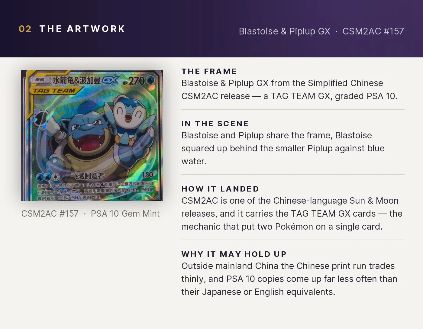 Blastoise & Piplup GX — artwork breakdown for CSM2AC #157 (CSM2AC).
