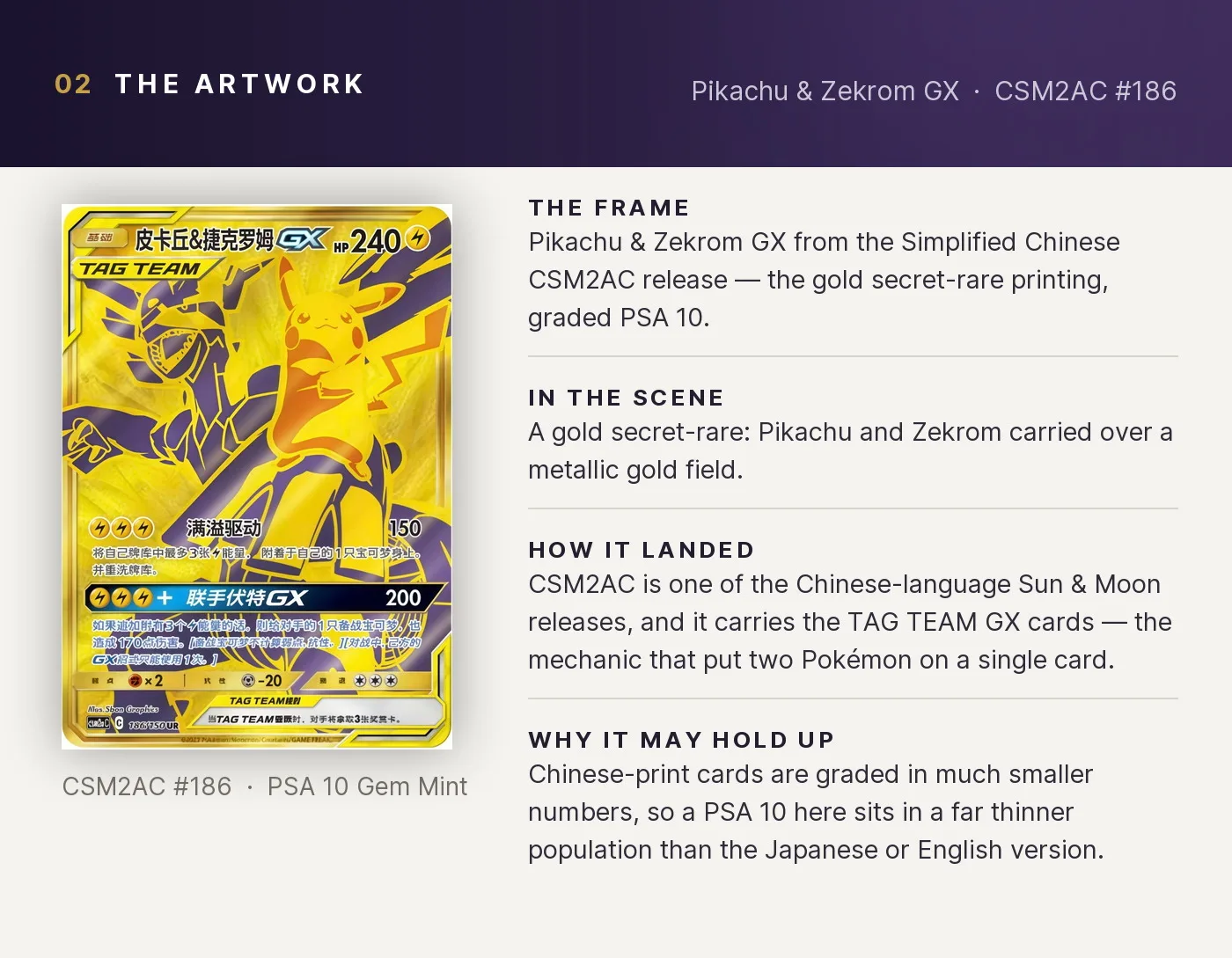 Pikachu & Zekrom GX — artwork breakdown for CSM2AC #186 (CSM2AC).