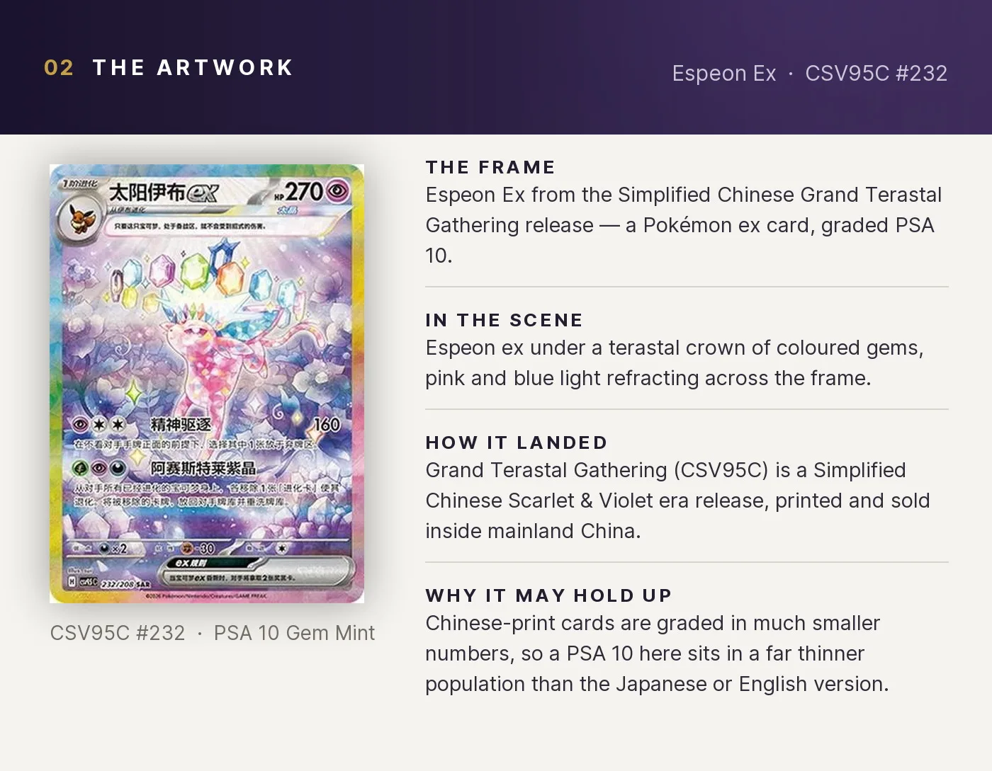 Espeon Ex — artwork breakdown for CSV95C #232 (Grand Terastal Gathering).
