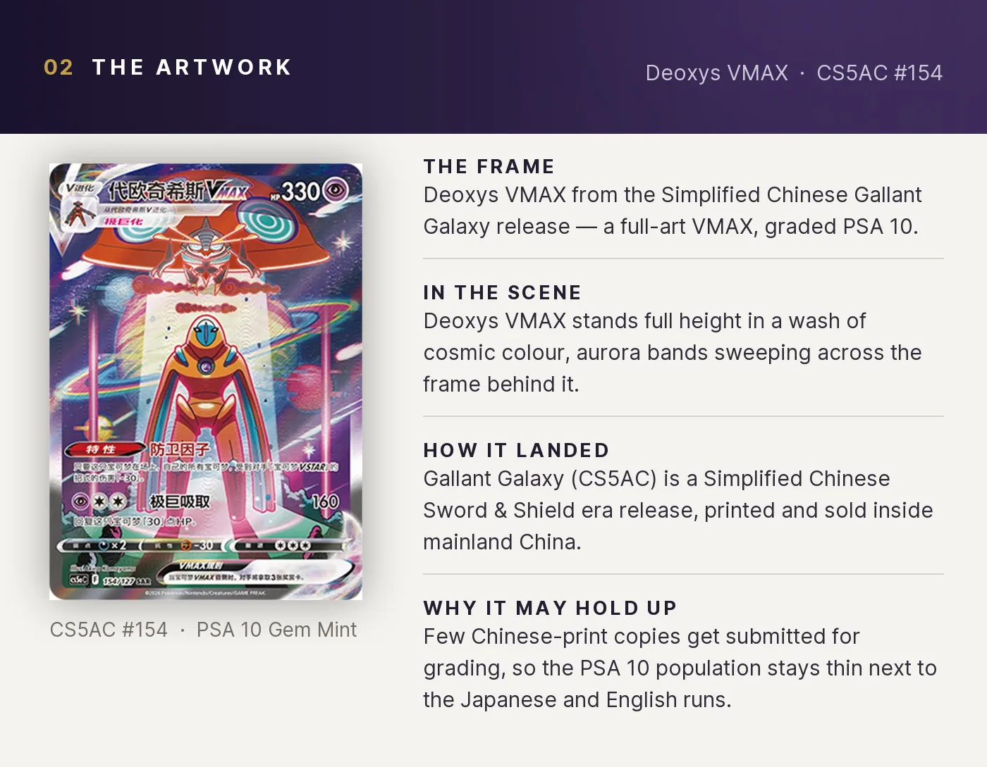 Deoxys VMAX — artwork breakdown for CS5AC #154 (Gallant Galaxy).