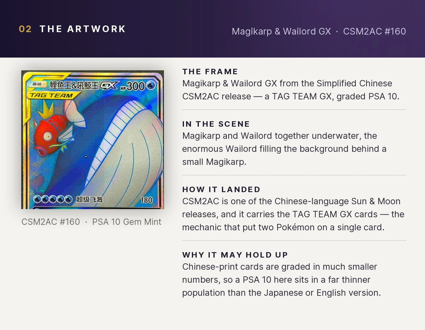 Magikarp & Wailord GX — artwork breakdown for CSM2AC #160 (CSM2AC).
