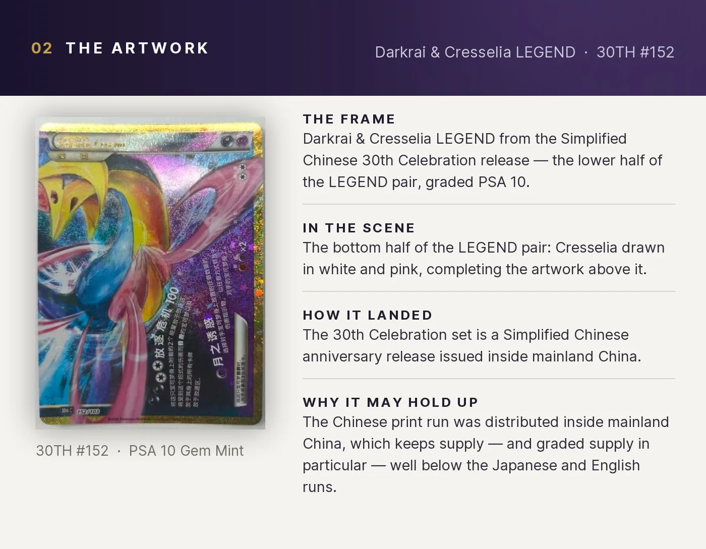 Darkrai & Cresselia LEGEND — artwork breakdown for 30TH #152 (30th Celebration).