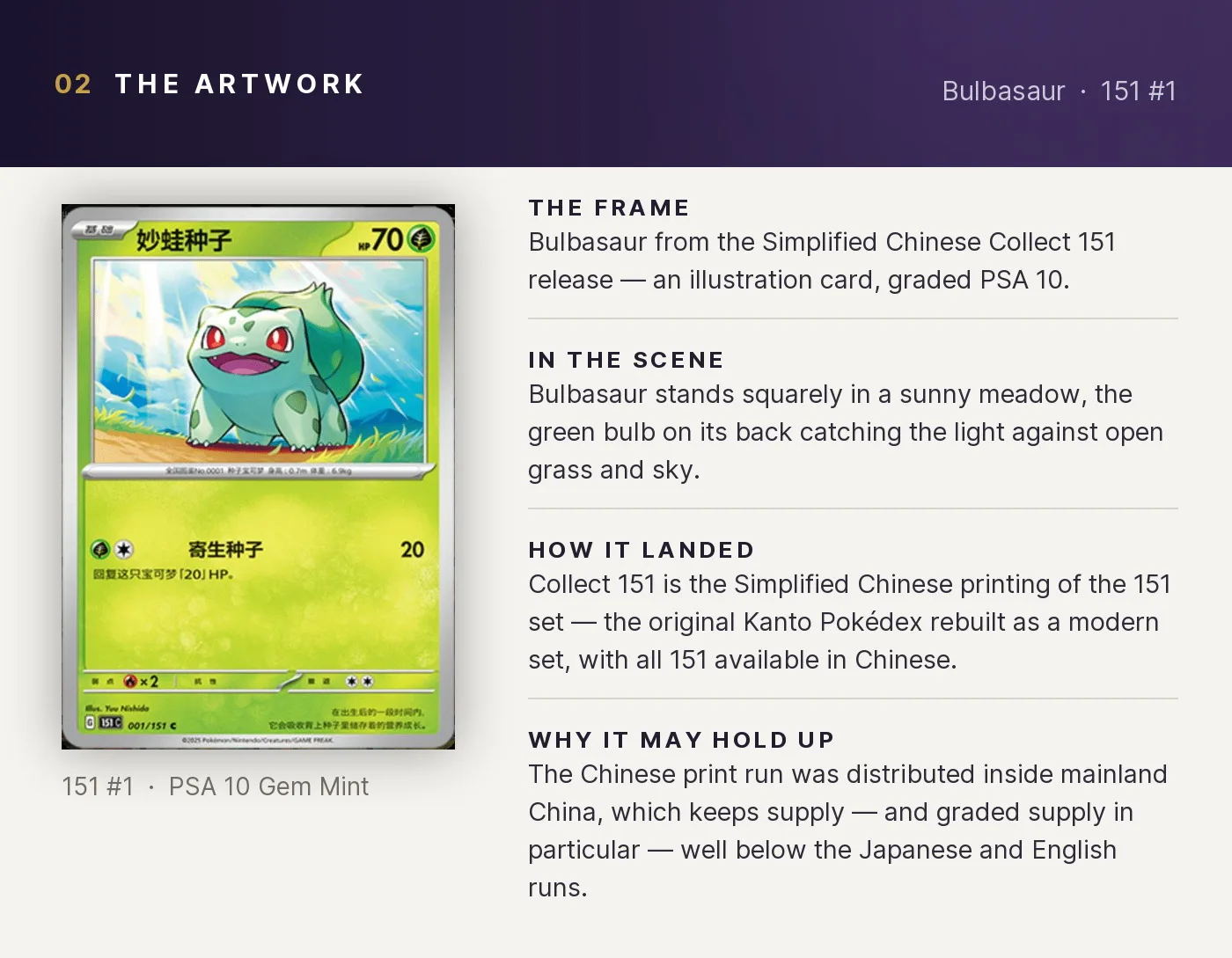 Bulbasaur — artwork breakdown for 151 #1 (Collect 151).