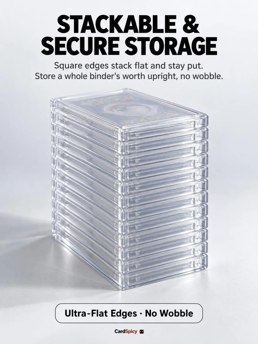 Stackable and secure storage: ultra-flat edges so a stack of card cases will not wobble
