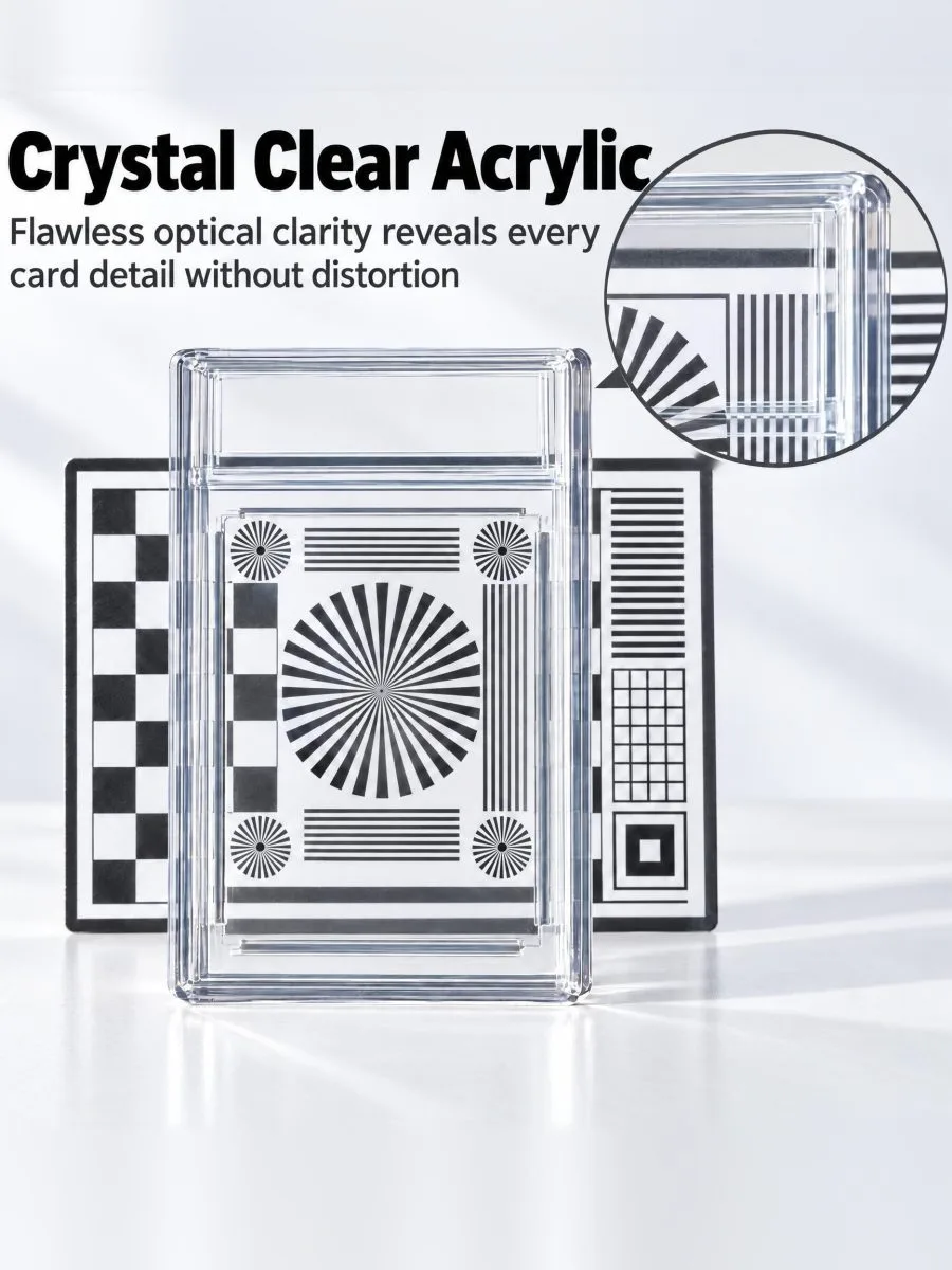 Crystal clear acrylic: an optical test chart seen through the display case without distortion