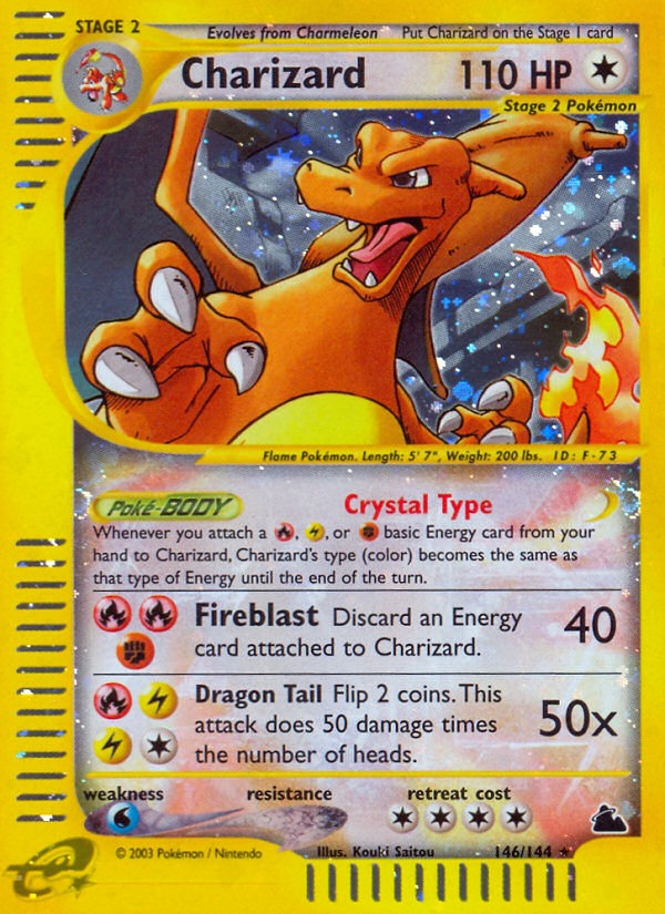 2003 Skyridge Crystal Charizard with full-face crystalline texture and e-Reader dot strip