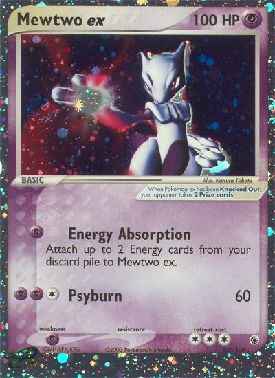 2003 EX Ruby and Sapphire Mewtwo ex with silver border