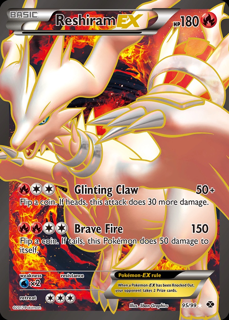 2012 Next Destinies Reshiram EX full art, borderless, text on translucent panels