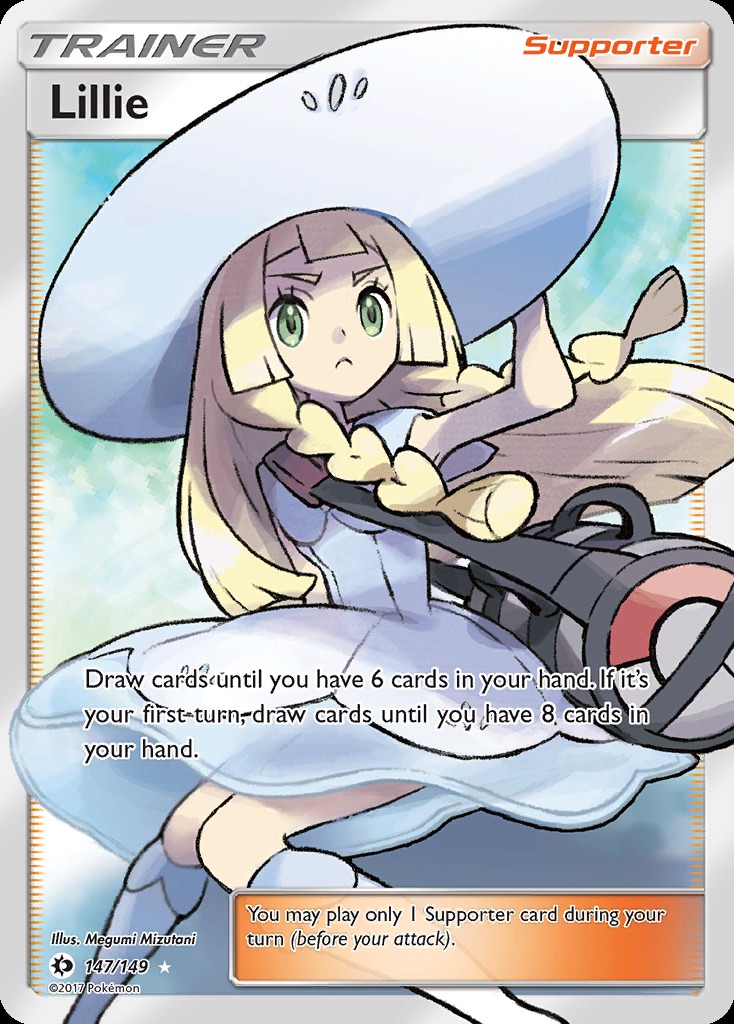 2017 Sun and Moon Lillie full art supporter card with portrait