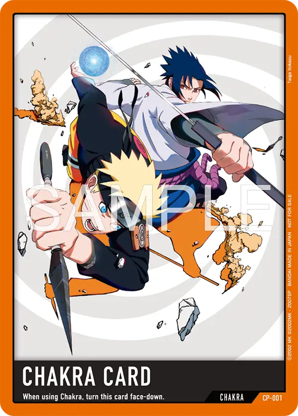 CP-001 Chakra card, general tour version, from Bandai's Naruto Card Game, orange frame, printed CHAKRA CARD