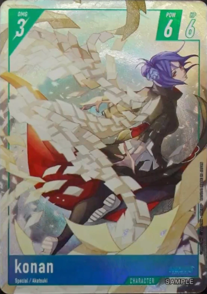 Konan display card with a green frame, DMG 3 POW 6 HP 6