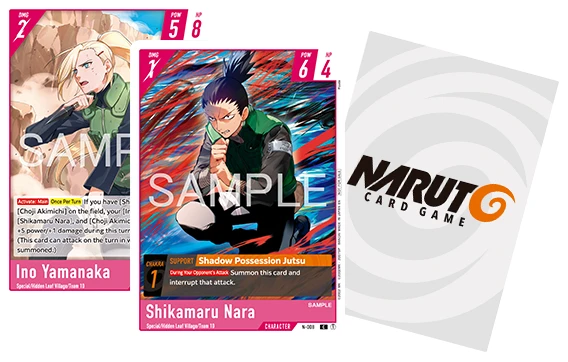 Ino Yamanaka and Shikamaru Nara Character cards from Bandai's Naruto Card Game