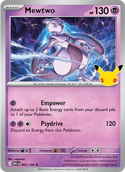Mewtwo — 30th Celebration #063, 2026. Illustrated by nagimiso.
